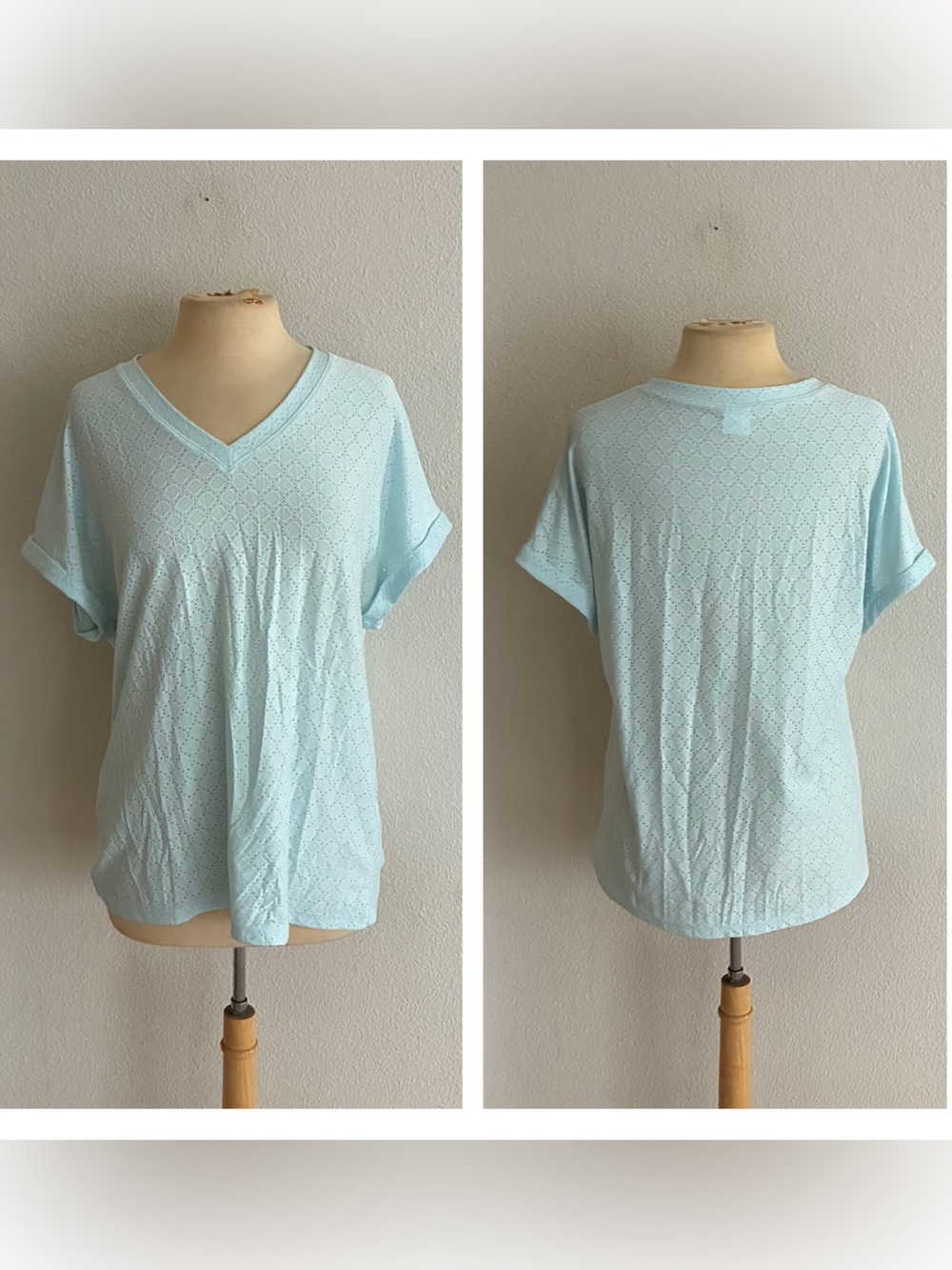 Wiholl blue eyelet tee